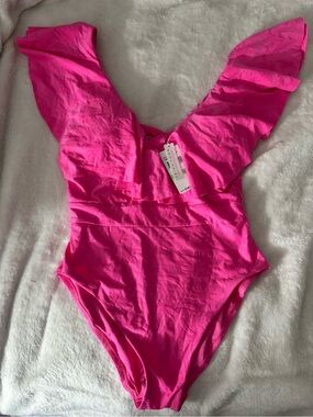 Trina Turk Bright Hot Pink Ruffle One-Piece